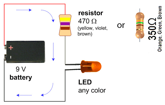 Forkludret skarpt Vænne sig til Simple LED circuit with 9V battery – helloCircuits!