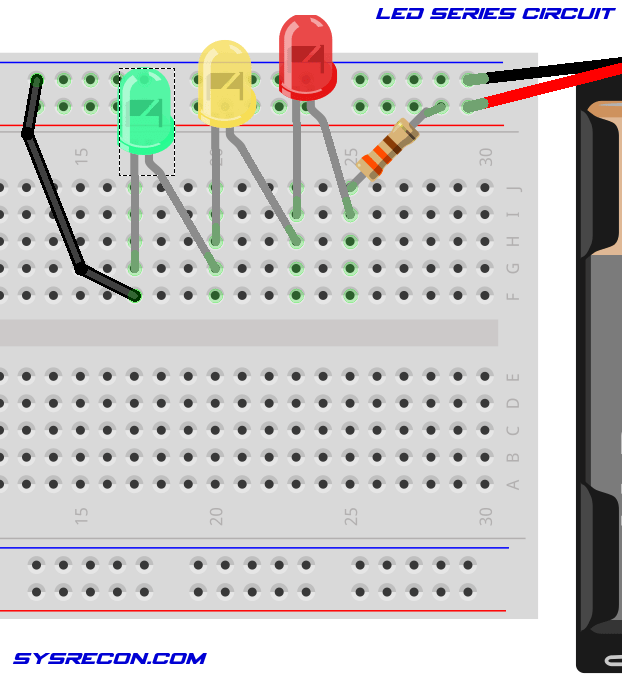 A diagram of a series circuit.